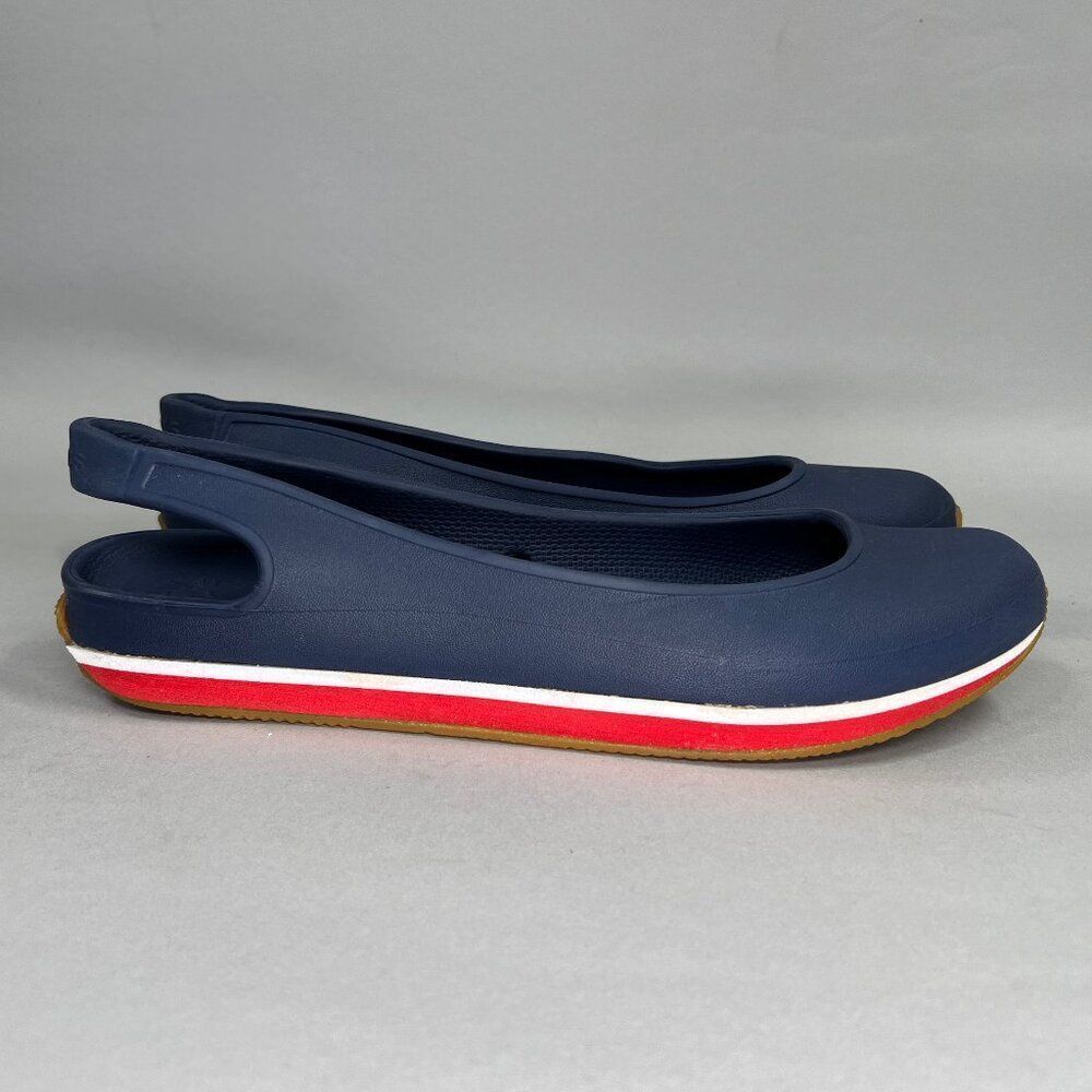 Crocs Shoes Women's Size 9 Red White Blue Slingback Slip On‎ Summer Ballet Flats